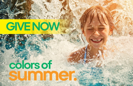 A child swimming during summer