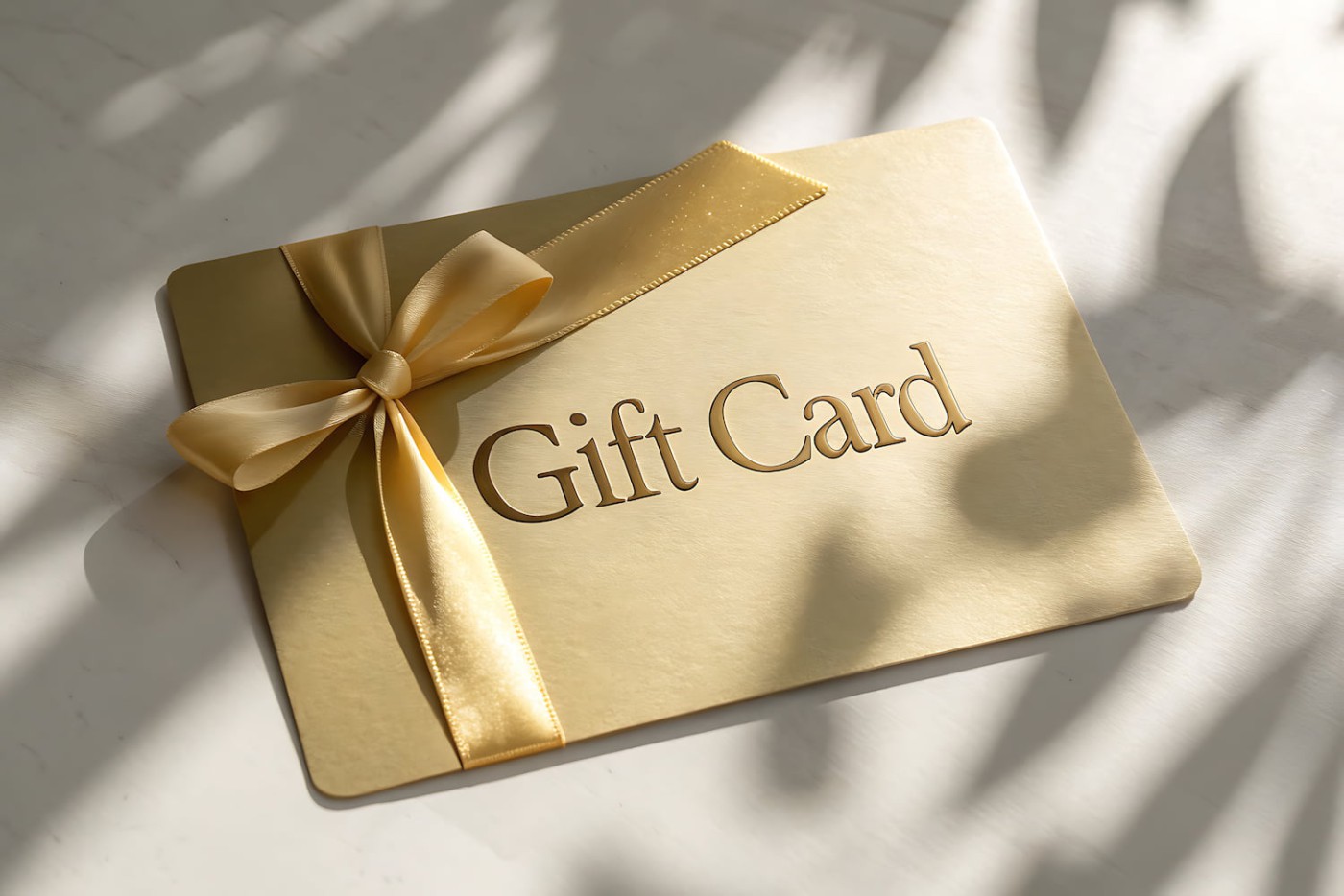 A gift card with a bow
